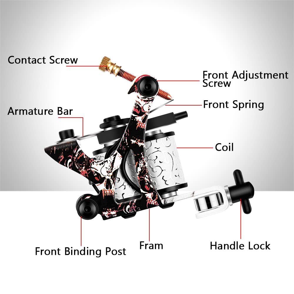 MAYCREATE Rotary Tattoo Machine Full Kit Coil Tattoo Machine Tattoo Shader & Liner Machine Tool Body Tattoo Machine Coil Machine Liner Coils Tattoo Machine for Beginners Starters Tattoo