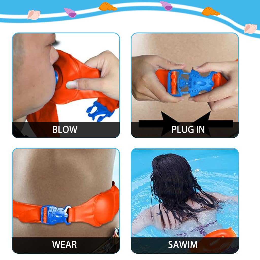 Proberos Pool Float for Adult, Swim Float Belt Inflatable PVC Swim Aid 35 Inches Swimming Float Waistbelt Quick Release Swimming Float, Great for Pool Swimming or Training (S)