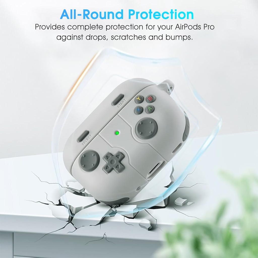ZORBES AirPod Pro 2 Case Cover, Game Player Design Case for Airpods Pro 2nd Generation/1st Generation (2023/2022/2019), Funny Soft Silicone Protective Cover Skin with Keychain for Men