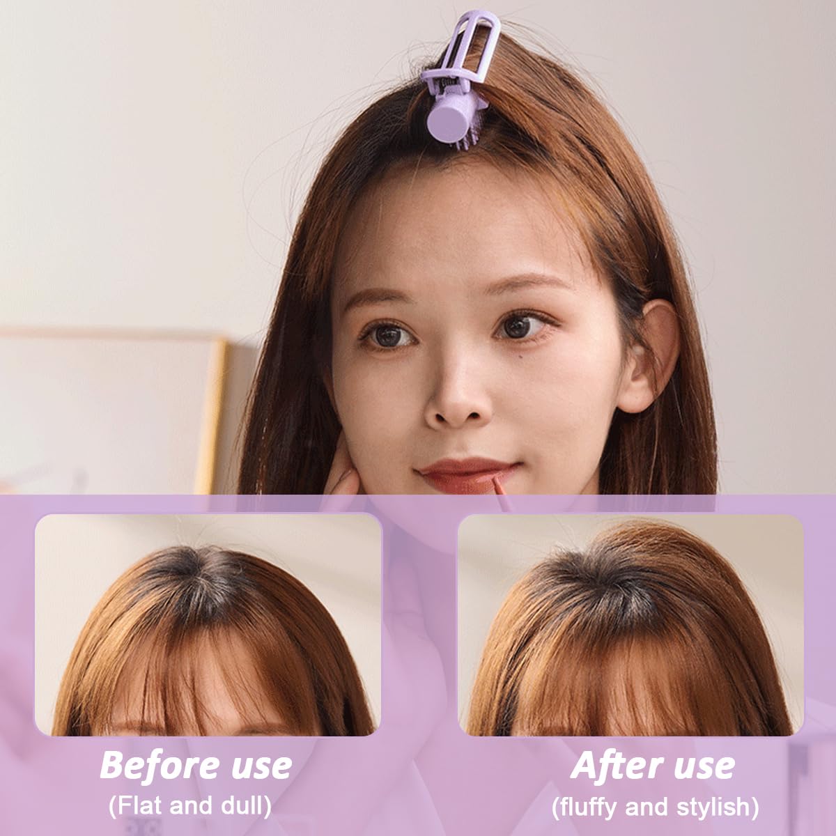 MAYCREATE Hair Styling Brush Hair Volumizing Clip Brush Retractable Round Brush Fluffy Hair Root Portable Hair Brush Comb Hair Root Volumizing Hair Brush