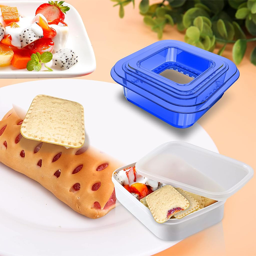 HASTHIP Bread Sandwich Maker Mold with 2 Sizes, 2 in 1 Square Sandwich Cutter and Sealer Foodgrade Plastic Sandwich Cutter Sealer and DIY Cookie Pastries Cutter Sandwich Bread Cutter Sealer