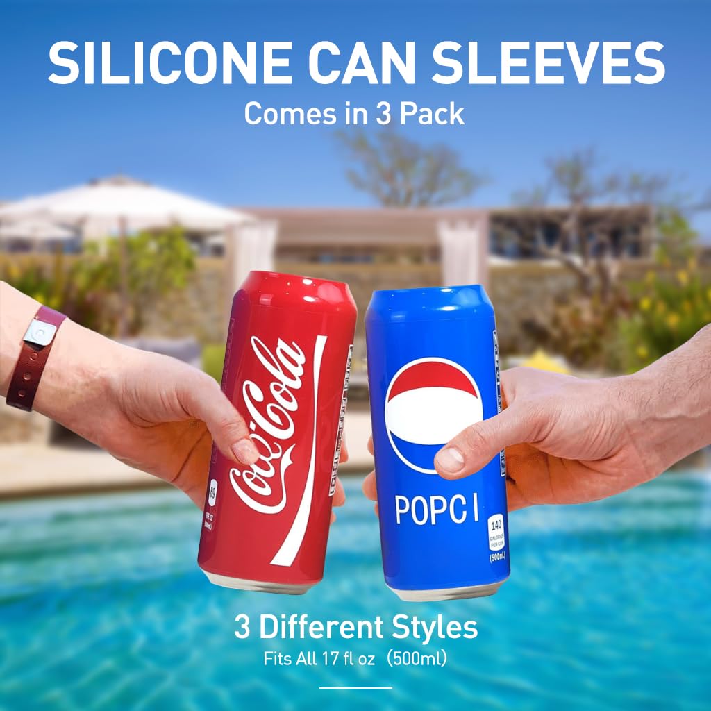 HASTHIP 3Pcs Beverage Can Sleeves Anti-slip Zip-top Can Wraps Creative Zip-top Can Elastic Silicone Sleeves Fit for 500ml Zip-top Beverage Can