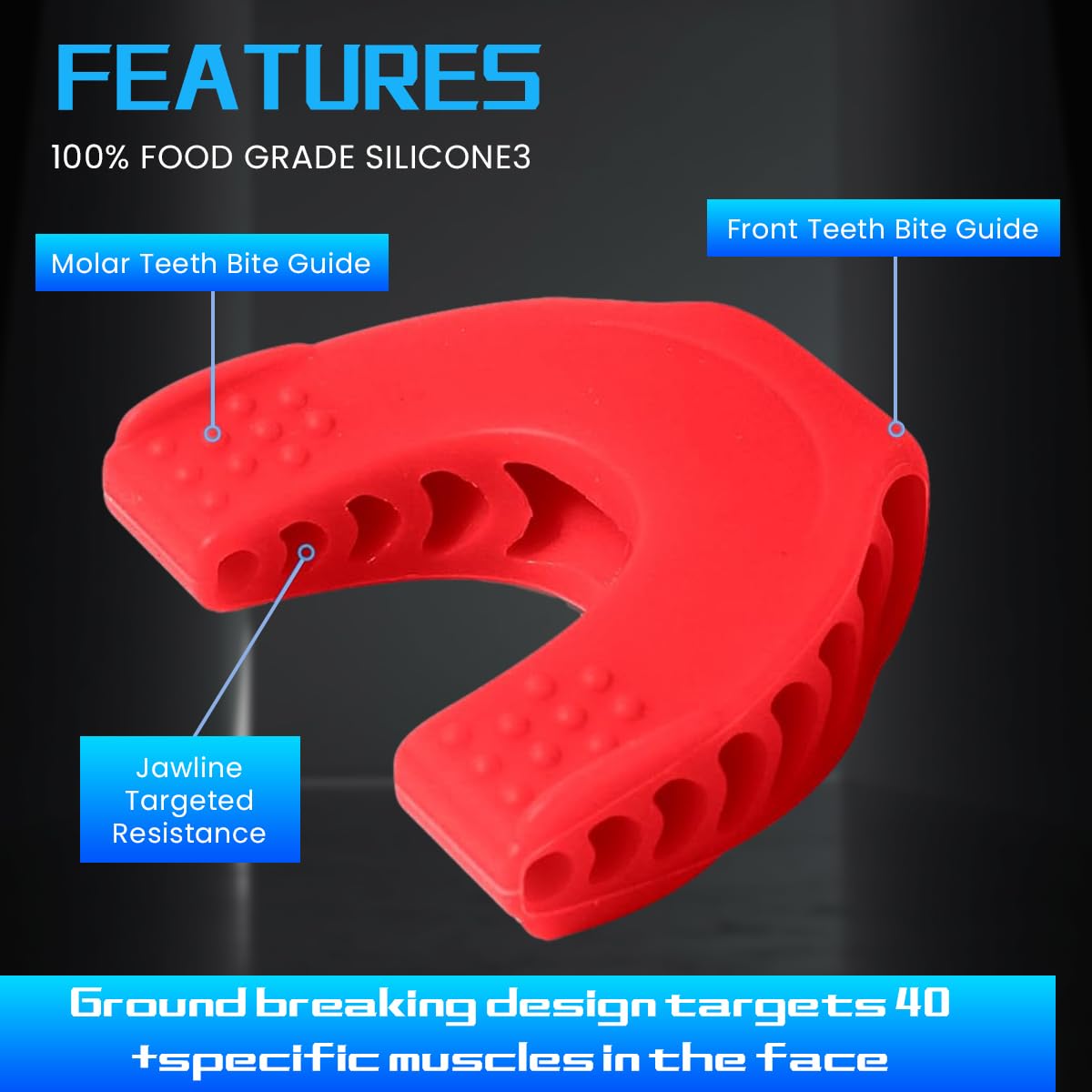 MAYCREATE 3Pcs Jawline Exerciser Tool for Men Women 40/50/60lbs Foodgrade Silicone Jawline Exerciser Tool Jawline Exerciser, Slim and Tone Your Face- Helps Reduce Stress and Craving