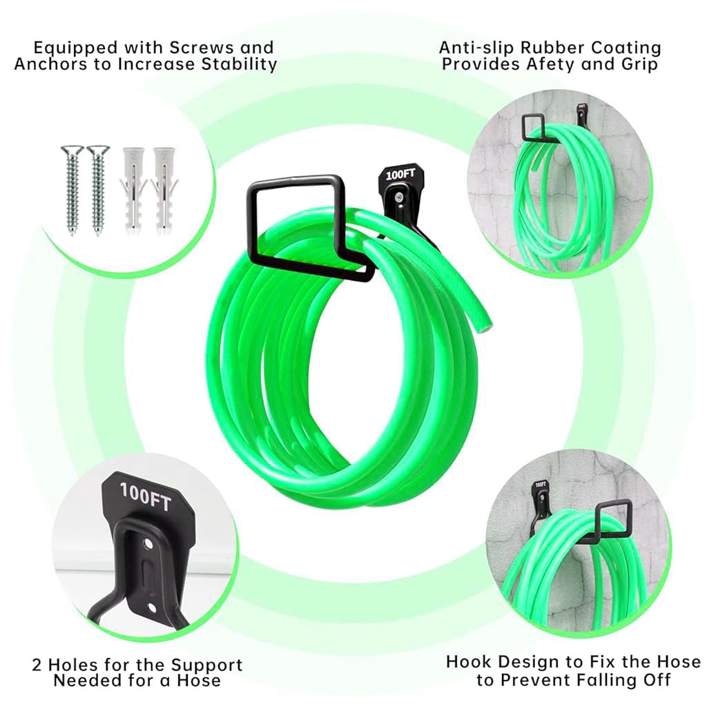 HASTHIP Hose Reel for Garden Hose, Wires, Labor Saving Wall Mounted Hose Reel Hose Holder, Heavy Duty Hose Rack Outdoor Hose Organizer for Garden, Yard, Lawn, Maximum Length 30m