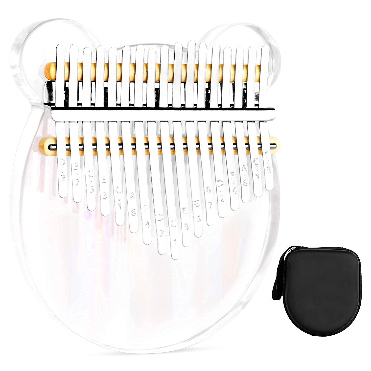 Verilux Thumb Piano Crystal Kalimba Acrylic Mbira Finger Kalimba Musical Instrument Gifts for Kids Adult Beginners with Tuning Hammer, Study Instruction and Eva bag