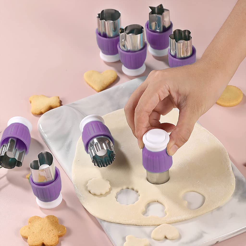 HASTHIP 6Pcs Cookie Cutter Shapes Set, Upgrade Stainless Steel Fruit Cutter Shapes Embossing Mold, Mini Cookie Cutters for Kids DIY Fun Food, Small Cookie Cutters, Vegetable Cutter Shapes