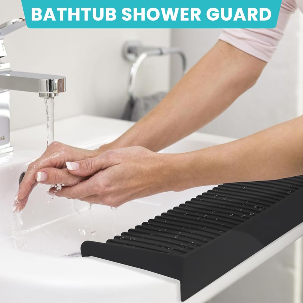 Supvox Kitchen Sink Edge Protector Water Splash Guards Silicone Kitchen Sink Counter Top Water Guard Cuttable Universal Modern Kitchen Sink Water Guards, 4x20 inches