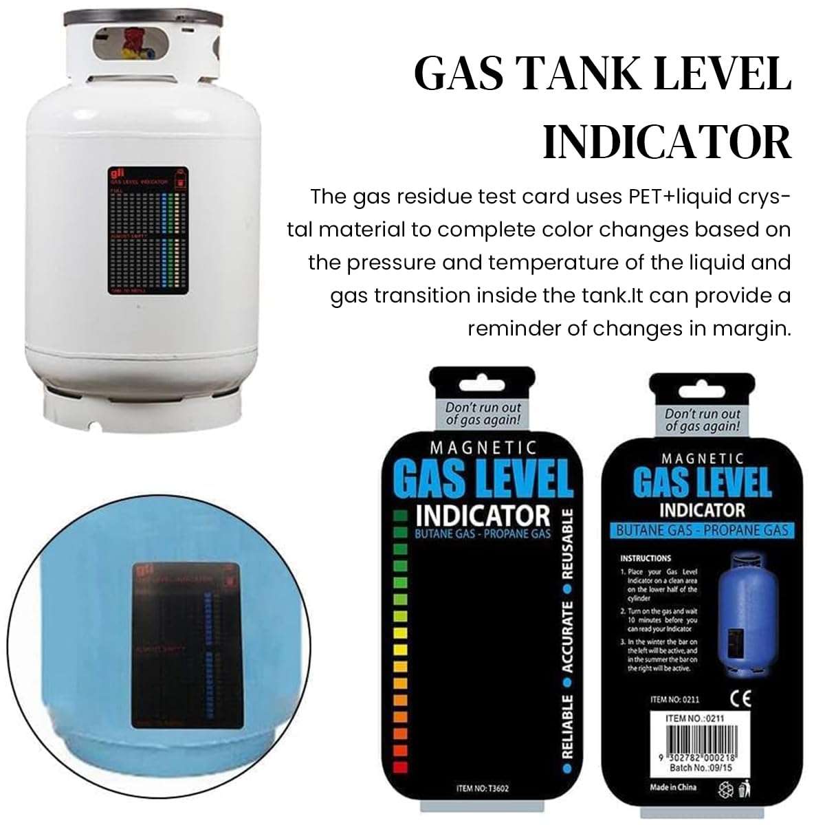 Serplex 2Pcs Propane Tank Gas Level Indicator, Gas Level Indicator, Propane Gauge for Propane Tank, Propane Tank Gauge Level Indicator Reusable Propane Fuel Level Indicators, Home Kitchen Tool