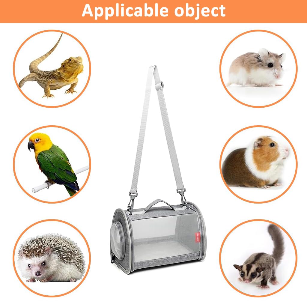 Qpets Portable Carrier Case for Small Animal Travel Carrier Bag for Guinea Pig Breathable Carrier Cage with Handle Travel Carrier Cage for Squirrel, Hamster, Bunny, Lizard, Bird, Hedgehog