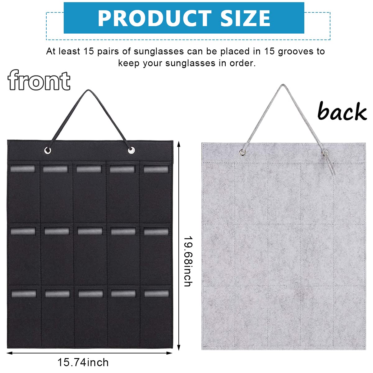 PALAY Sunglasses Organizer Box Wall Hanging Organizer for 15 Pair of Sunglass or Glasses, Hanging Eyeglasses Storage Holder, Sunglasses Case Displaying for Wardrobe(Without Sunglasses)