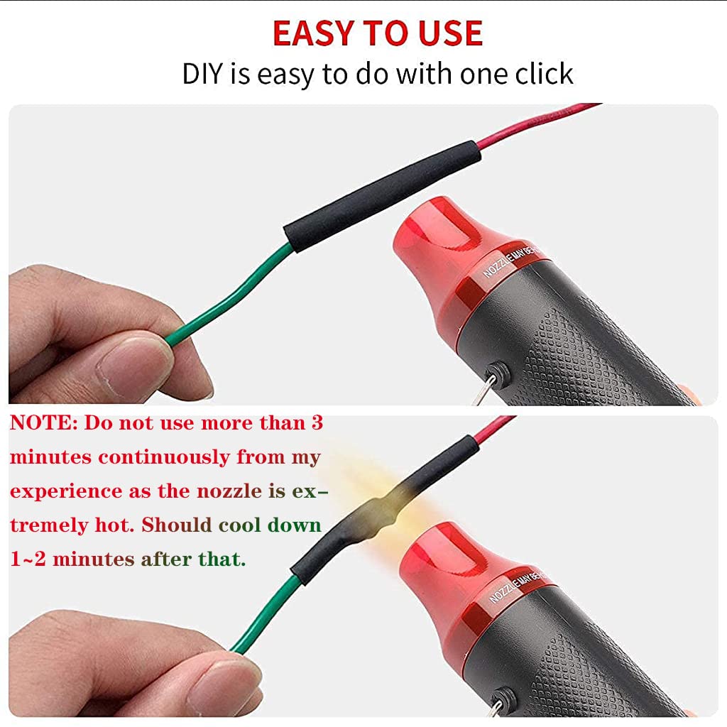 HASTHIP® Handheld Mini Heat Gun 300W Hot Air Multi-Function Electrical Tool for DIY Embossing Shrink Wrapping Drying Paint EU Plug 3 PCS