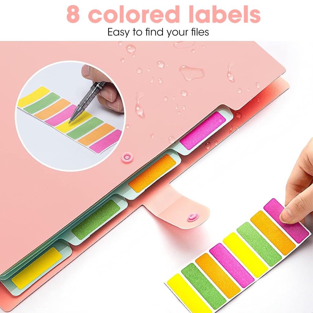 HASTHIP 2Pcs File Folder with Labels, Accordion File Folder, Expanding File Folder with Separate 5 Compartments A4 File Folders, Folder File for Documents, Filing Products Folder, Folders for School