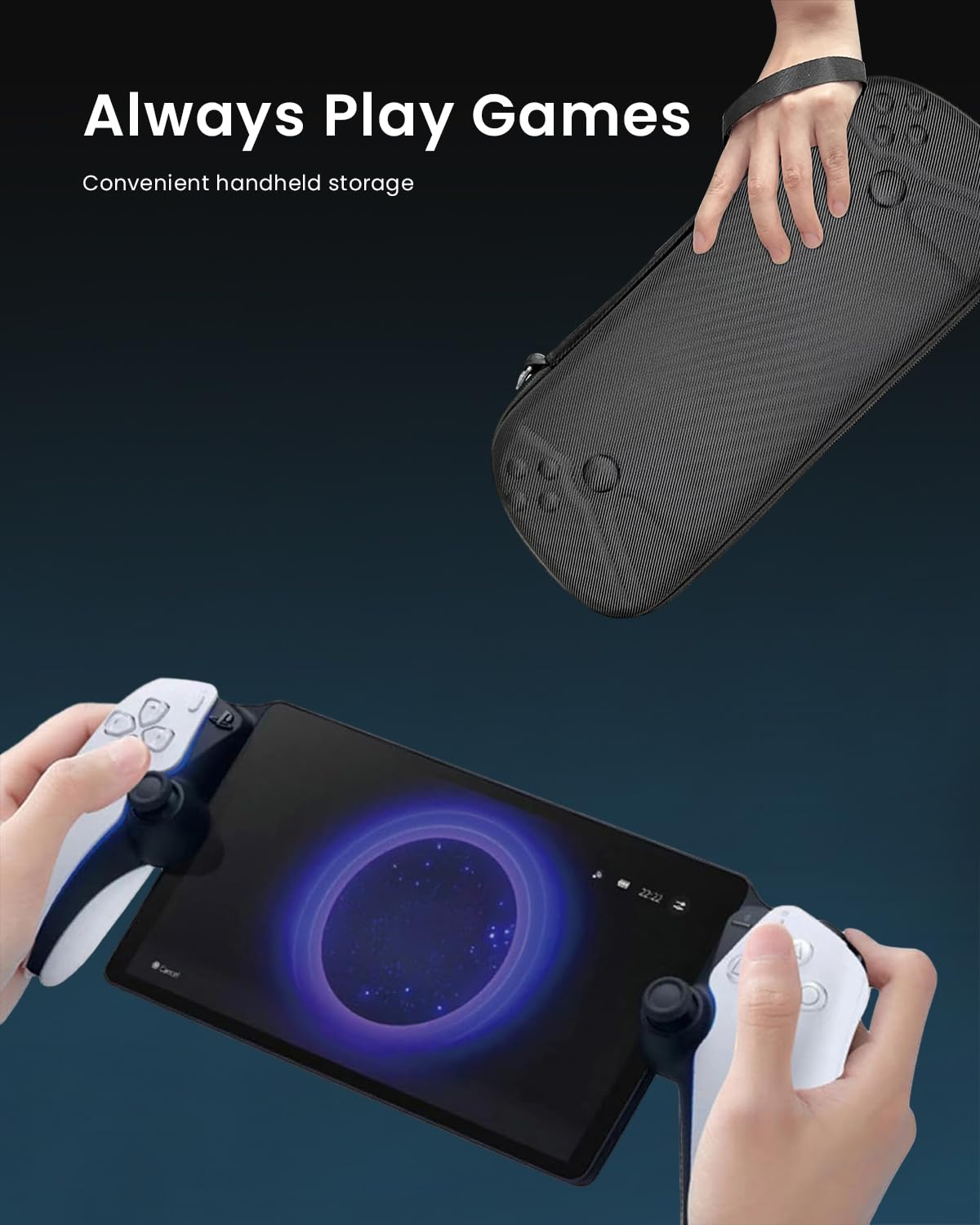 ZORBES Carrying Case for Sony PlayStation Portal Handheld Gaming Console, Hard Case with Mesh Zipper Pouch Playstation Portal Organizer Bag with Handle Playstation Portal Game Console Accessories Bag