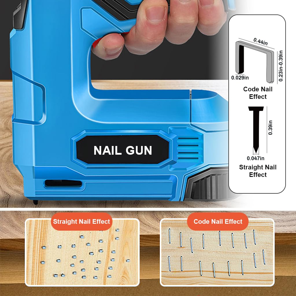 HASTHIP Electric Staple Nail Gun, USB Cordless Electric Stapler with 2 Pack of Staples Nails, Compatible with 6-10mm Staple Nails, Staple Nail Gun for Upholstery, Material Repair, Carpentry, DIY