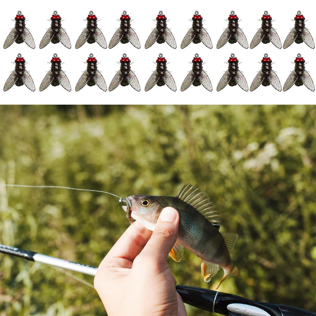 Proberos 20Pcs Bionic Fly Fishing Baits with Box 15mm Micro Bionic Soft Fly Fishing Baits Swimbaits Flavored Flies Bass Fly Fishing Lures Kit, Saltwater Freshwater Flies Swim Baits Fly Fishing Hook
