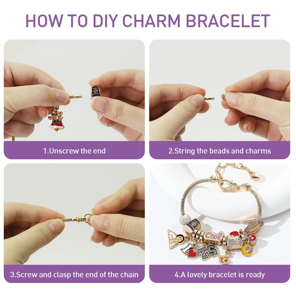 SANNIDHI Christmas Advent Calendar Jewelry Kit 24-Day Countdown with 2 Themed Friendship Bracelets & 22 Assorted Charms for DIY Bangle Making Friendship Bracelet Making DIY Christmas Gift Box