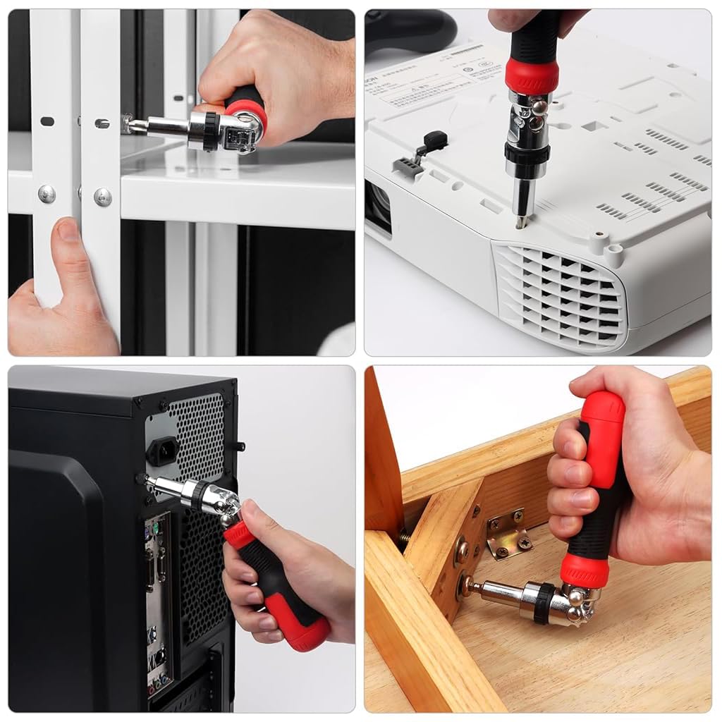 Serplex 13 in 1 Multi Screwdriver Tool Set Adjustable Angled Ratcheting Screwdriver 13pcs Chrome Vanadium Steel Bits with Bit Storage Design Portable Multi Screwdriver Household Tool Garage Tools