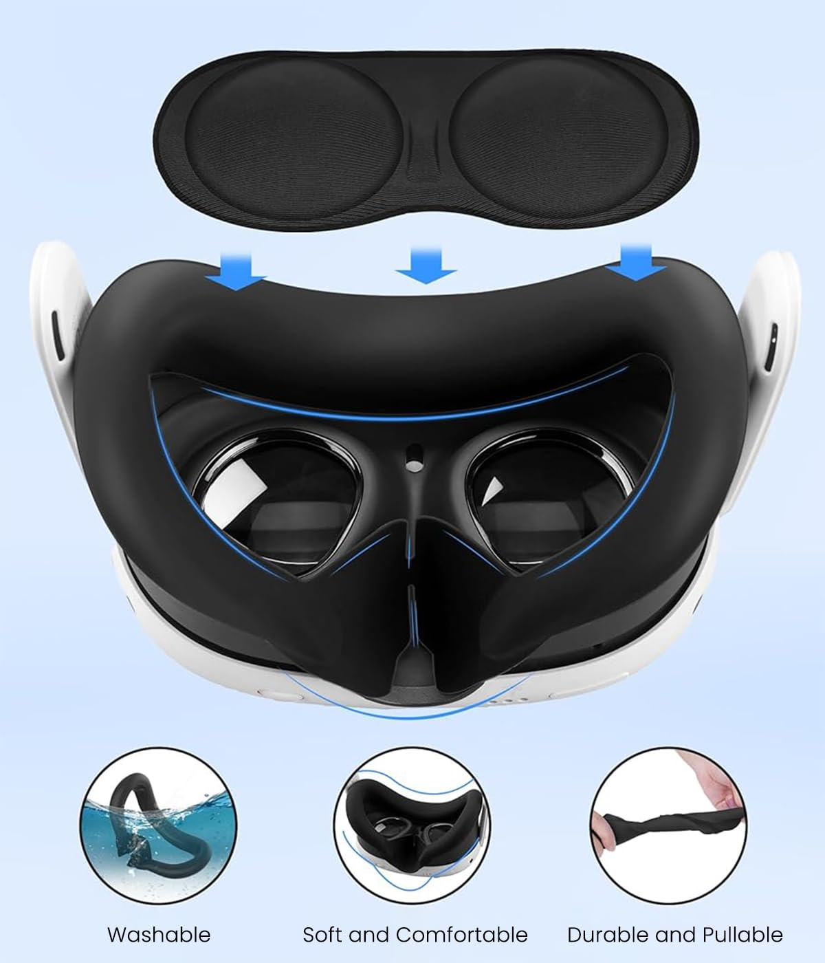 Verilux Silicone Cover Set for Oculus/Meta Quest 3 Set of 7Pcs Protective Skin Cover for Oculus/Meta Quest 3 Includes Controller Grips, Front Shell Headset Cover and Face Cover