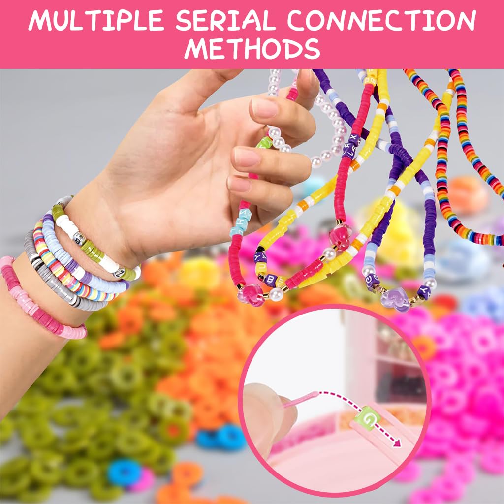PATPAT DIY Bracelet Making Kit for Girls, Kids DIY Jewelry Making Kit Beads with Storage Case DIY Friendship Jewelry Box Craft Bracelet Making Kit Christmas Gift Birthday Gift for Girls Age 6+
