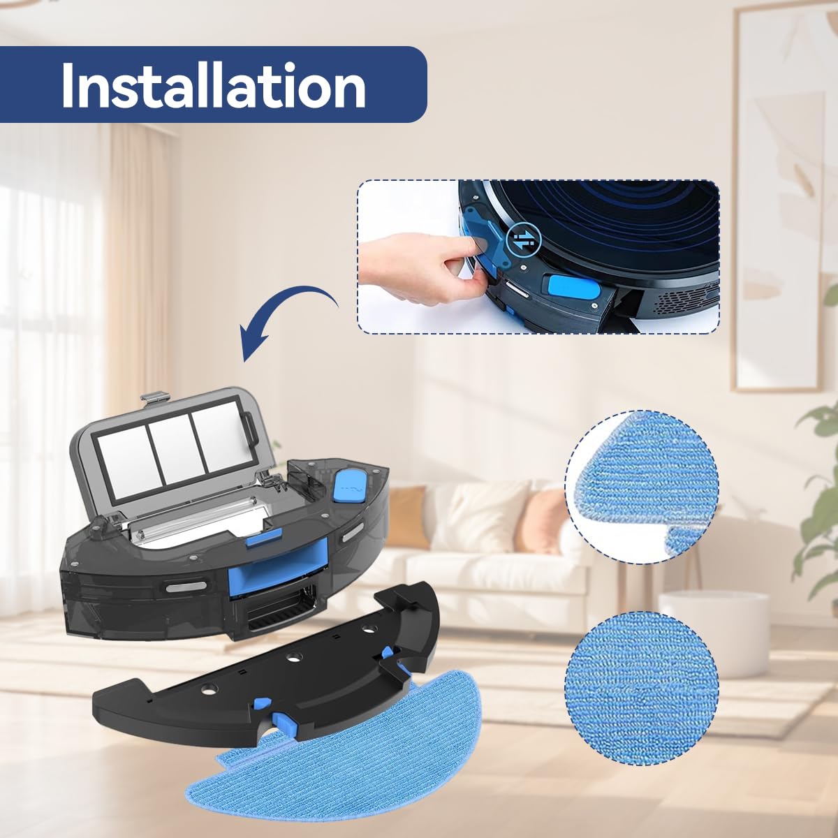 Verilux Vacuum Cleaner Accessories for ILIFE T10S Robot Vacuum Cleaner with 1 Main Brush, 4 Side Brushes, 2 Mop Cloth, 2 Filters, 2 Dust Collection Bags
