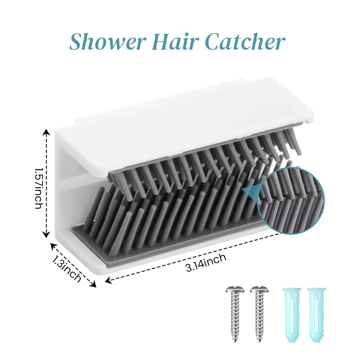 ELEPHANTBOAT White Shower Hair Catcher Wall, Bathroom Wall Hair Collector,Reusable Shower Wall Collector Hair Trap for Drain Protector,Silicone Hair Catcher