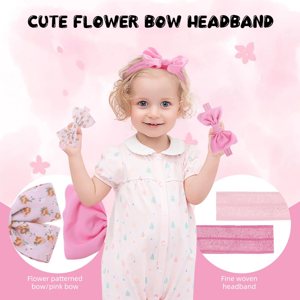 SNOWIE SOFT Baby Socks Set 0 to 12 Months, 2pairs Cute Baby Girl Socks with Bow Headband Breathable Cotton Socks for Girls Striped Dot Socks for Kids Baby Girl 0-12 Months Gift for New Born Baby Girl