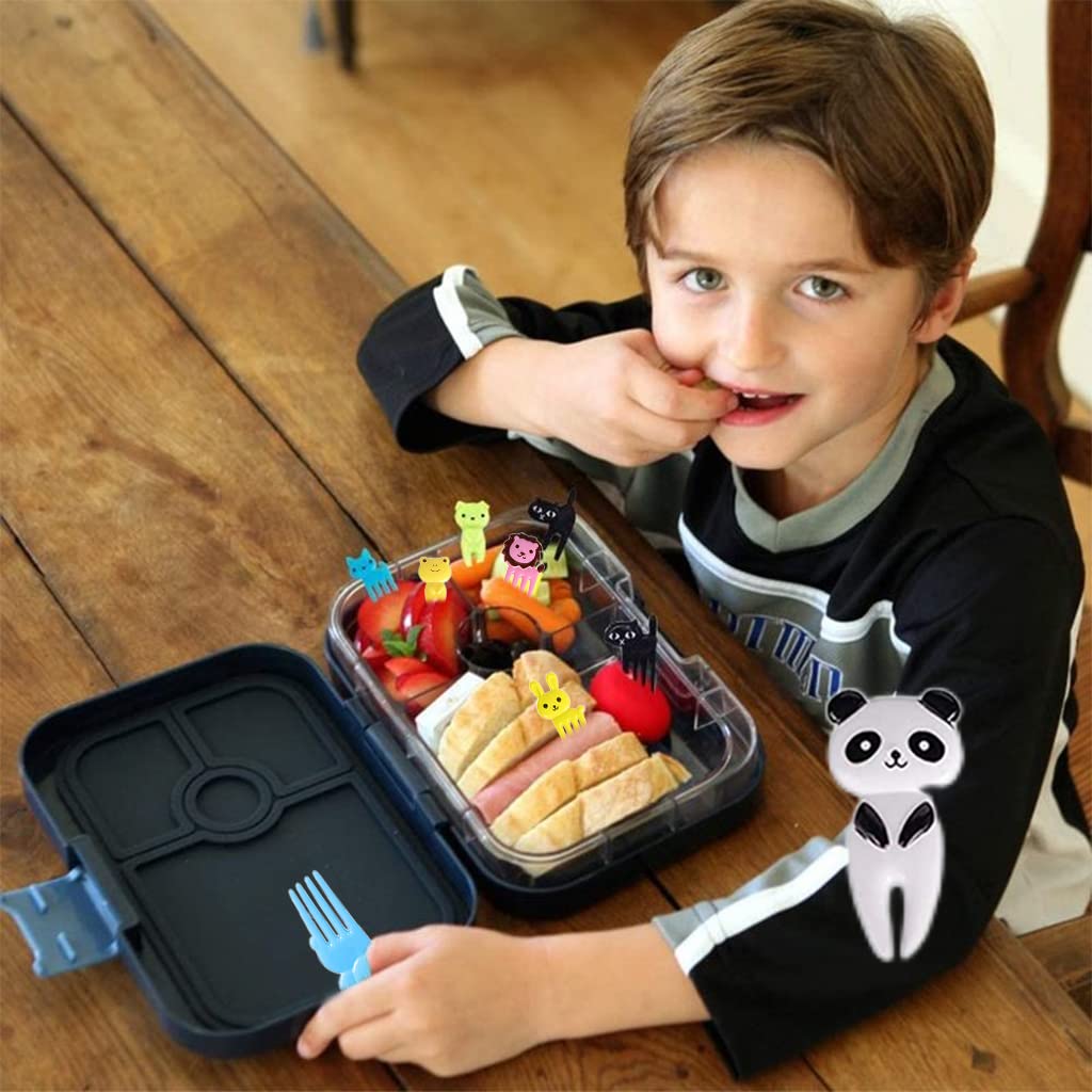 HASTHIP 10 Pcs Food Fruit Forks for Kids, Cute Animals Little Forks Dessert Forks Mini Cartoon Toothpick for Cake Dessert Pastry Party Supply, Reusable, Food Grade Plastic, Random Color (Elephant)