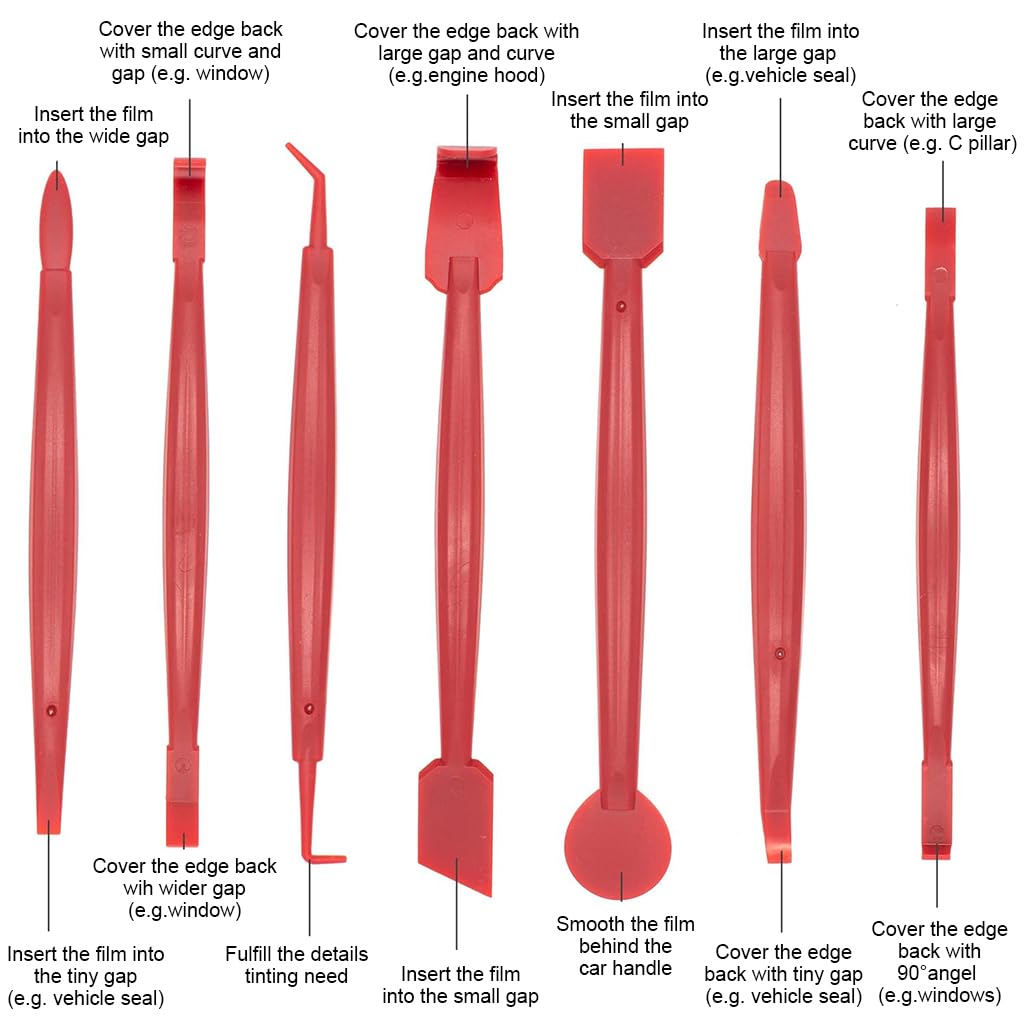 STHIRA Car Window Film Tint Tool Kit, Vinyl Wraps Application and Removal Tool Kit with 2 Pairs Gloves, Felt Squeegee, Scraper, Edge Trimmer, and Retractable Cutter for Car Wrap, Window Tint, Decal