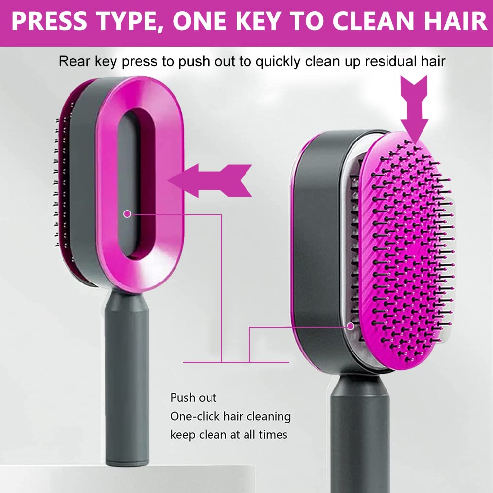 MAYCREATE Self Cleaning Hair Brush for Women Men, 3D Airbag Cushion Hair Comb Massager Paddle Brush Hairdressing Detangling Anti Static Hairbrush