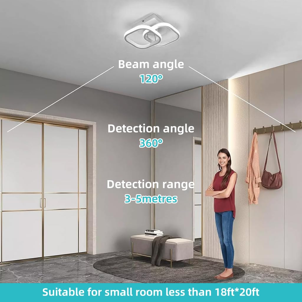 ELEPHANTBOAT Small Ceiling Light Modern LED Acrylic Square Ceiling Lamp, 22W 6000K White Light Lighting Fixtures for Hallway Small Asile Lamp Corridor Lights Bedroom Kitchen Living Room (Cool White)