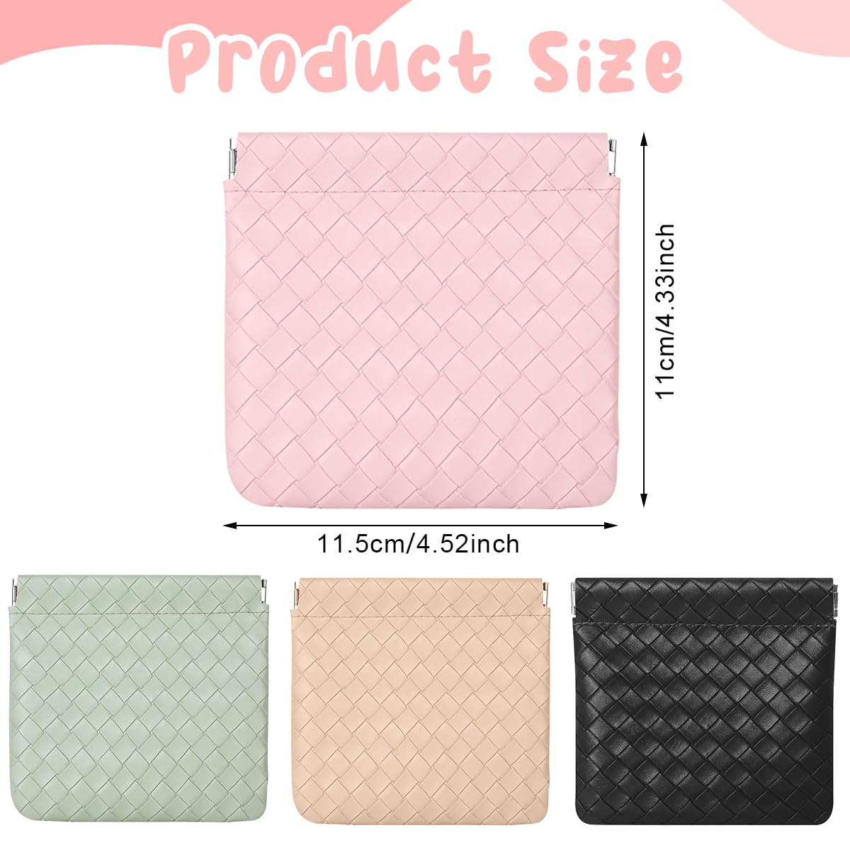 MAYCREATE Small Makeup Pouch 4Pcs Set, Small Pouches Makeup Bag PU Leather Mini Cosmetic Bag Weave Lipstick Makeup Pouches for Women Pocket Coin Purse Organizer