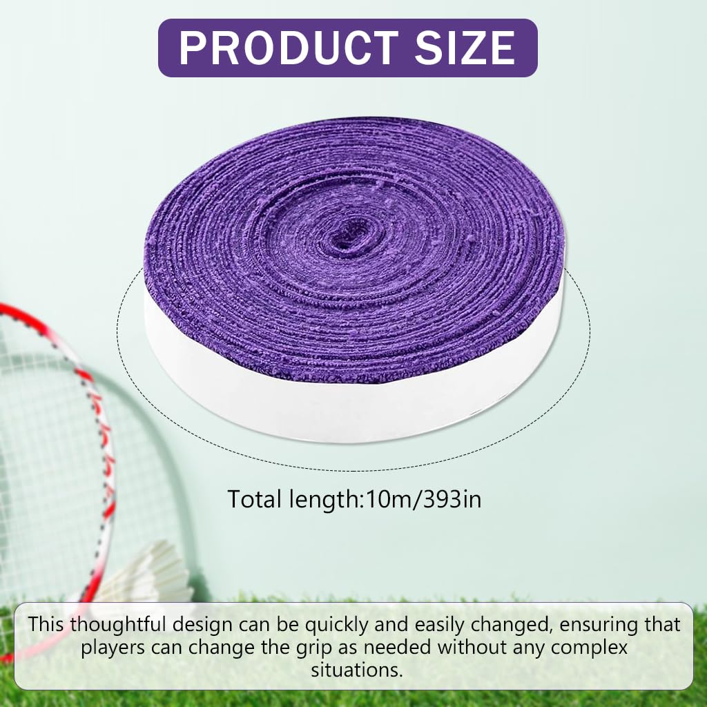 Proberos Towel Hand Glue,Cotton Anti-Skid Sweat Tape Badminton Racket OverGrip Sweatband Tape Wraps (Purple)