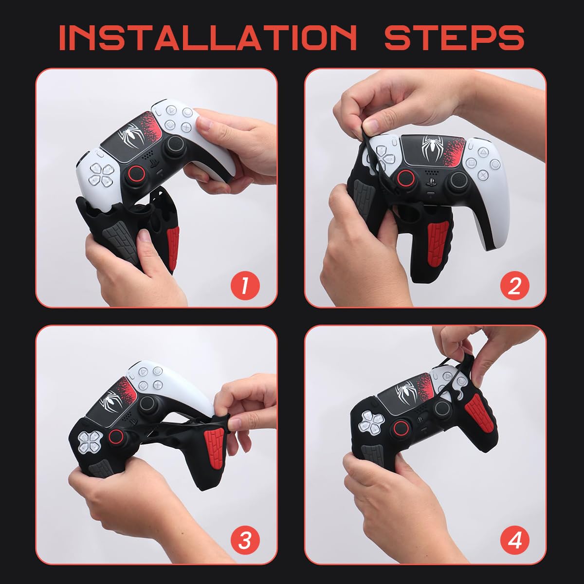 ZORBES PS5 Controller Cover Case, Anti-Slip Sweat Proof Silicone Cover Skin PS5 Controller Skin Cover for PS5 Dual Sense Controller with Thumb Grip Caps, Joystick Protectors and Cover Wrap Sticker