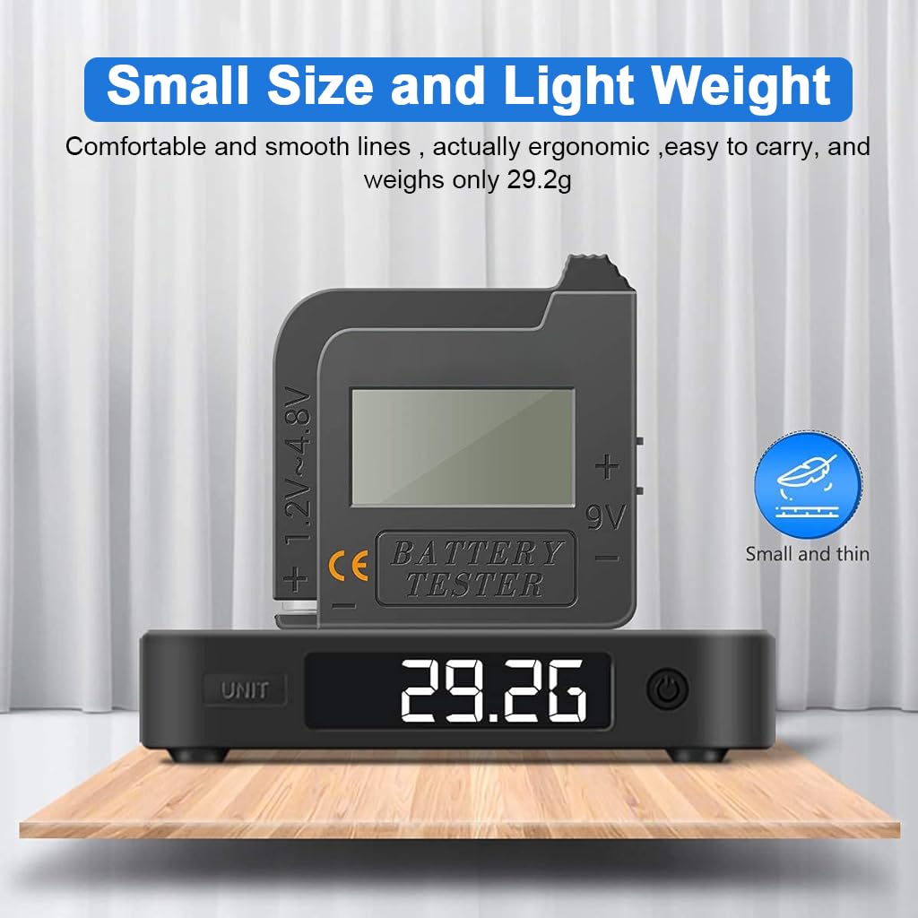 Serplex LCD Digital Battery Tester 1.2V-4.8V/9V Battery Meter Battery Portable Battery Capacity Tester Universal Battery Checker for AA Battery/AAA Battery/LR44/CR2023/3.7V Lithium Battery