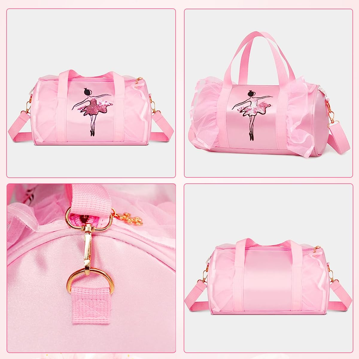 PALAY Travel Duffel Bags for Girls Sport Dance Class Storage Bag Handbag Waterproof Duffel Bag for Picnic with Shoulder Strap
