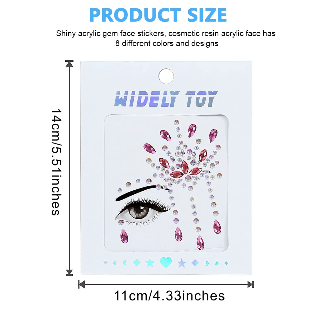 MAYCREATE 8 Sets Face Gems Rhinestones Mermaid Face Jewels Festival Crystal Tears Face Decoration Sticker Glitter Eye Bindi Temporary Stickers for Makeup, Party, Artist Body Art