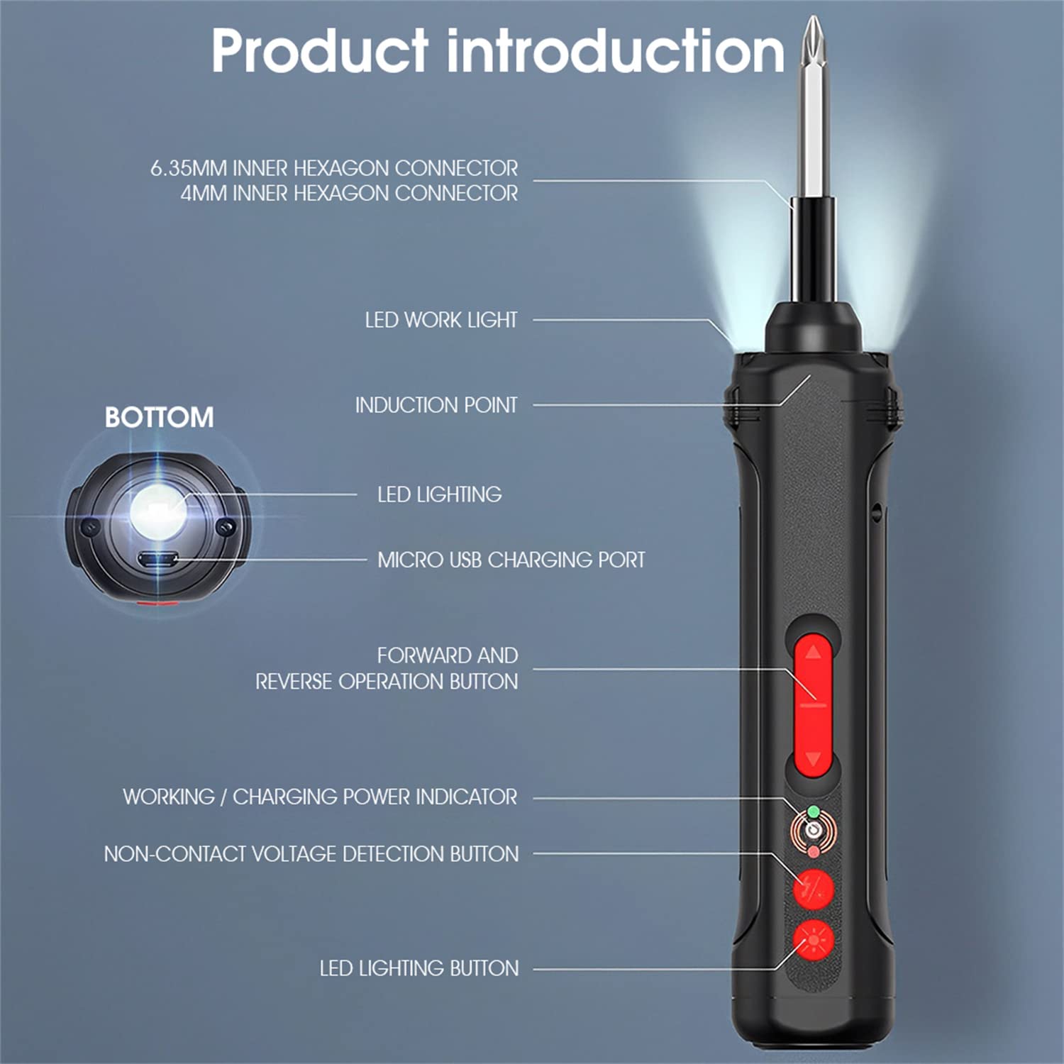 ZORBES 4V Handheld Electric Screwdriver Kit with LED Work Light, USB C Cable, 26 Pieces Screwdriver Bits,Screw Adapter, Tool Case,Power Screwdriver(Black)
