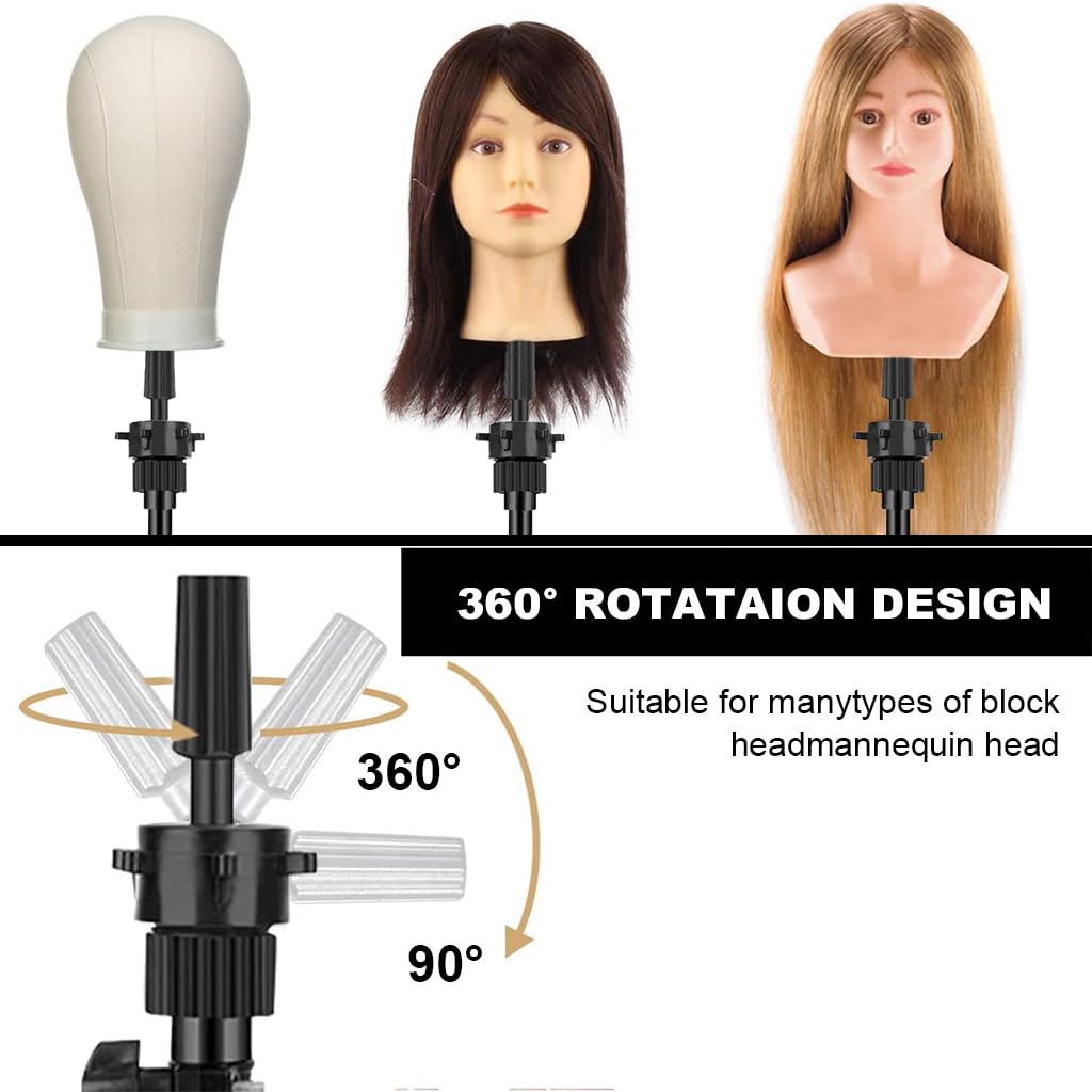 MAYCREATE Wig Stand Tripod, Adjustable Metal Mannequin Head Stand Holder, Upgrade Foldable Wig Head Stand for Cosmetology Hairdressing Training (17-56inch)