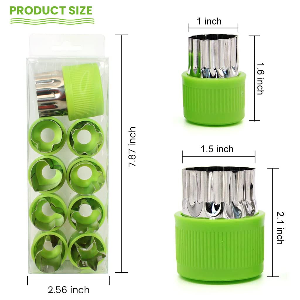 HASTHIP 10 Pcs Cookie Cutter Shapes Set, Stainless Steel Fruit Cutter Shapes Embossing Mold, Bread Sandwich Cutter for Kitchen, Baking Mold, Pastry Mold (Green)