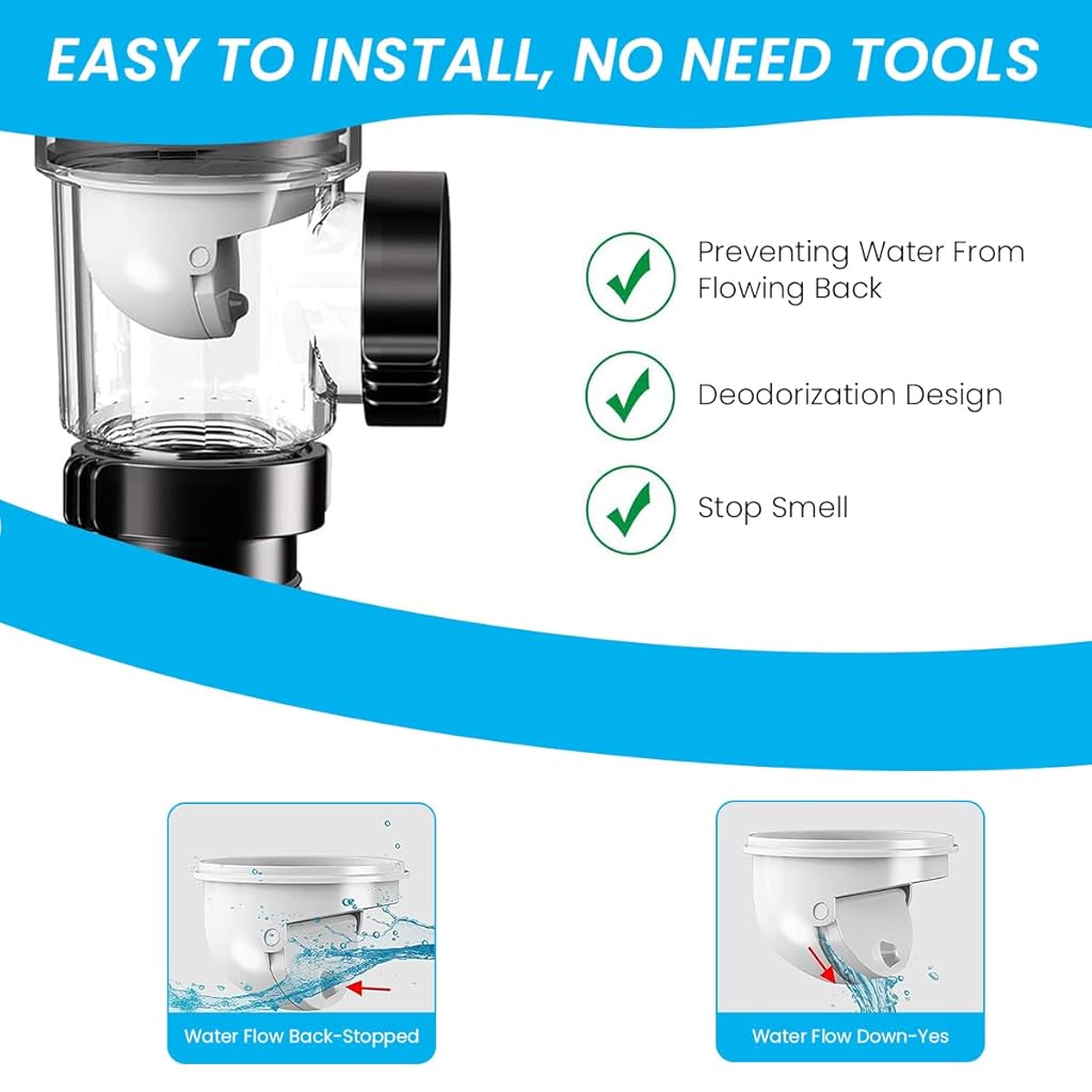HASTHIP® 2PCS Flexible Adjustable Plastic Sink Drain Kit, Anti-Odor & Anti-Clog Pop-Up P-Trap Pipe Set, Stainless Steel + ABS, Leak-Proof, Fits 3-4.5cm Hole, for Kitchen/Bathroom, Easy Install