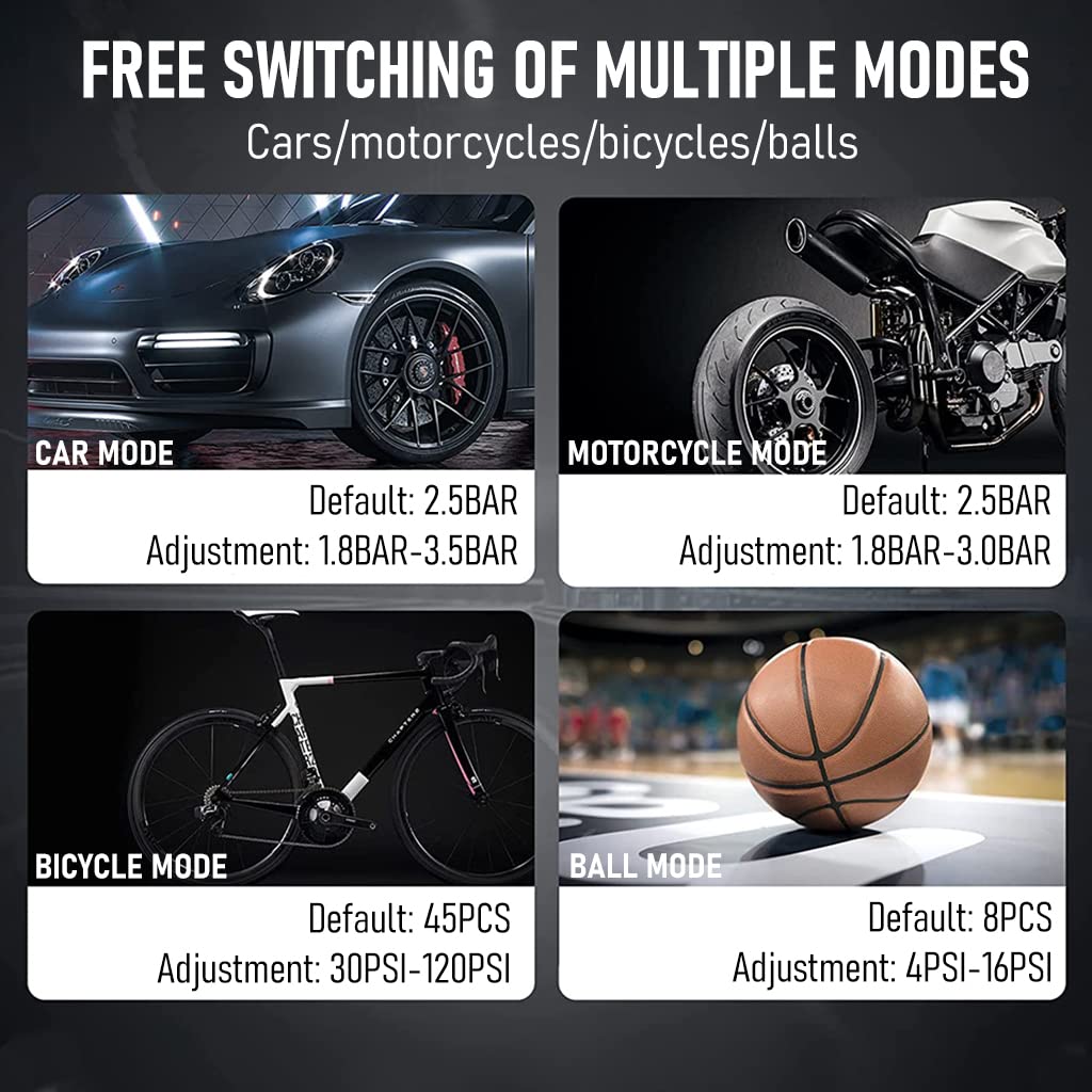 STHIRA 4-IN-1 Cordless Tyre Inflator for Car 4000mAh Car Tyre Inflator Pump with Vacuum Cleaner, Pressure Gauge, LED Light, Tire Inflator with Inflation Valve, Nozzle Adapter, Brush Head, Storage Bag