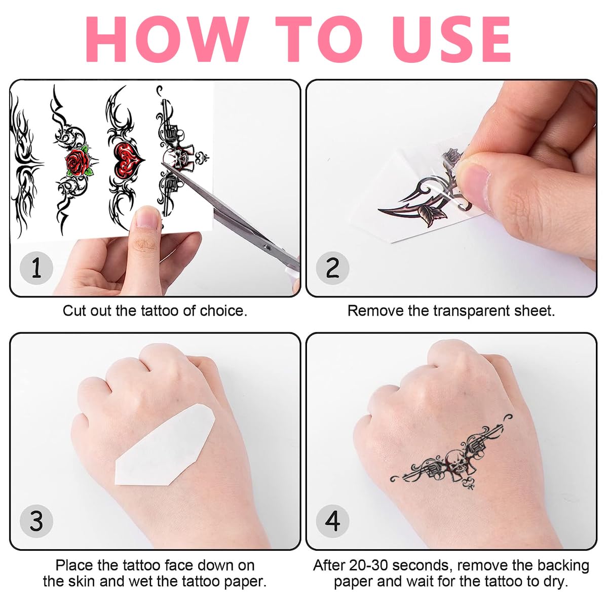 MAYCREATE 8 sheets Temporary Tattoos Sticker for Women Clavicle Temporary Tattoo Sticker Waterproof Temporary Tattoo Stickers for Arm, Waist, Chest, Temporary Tattoo for Fun