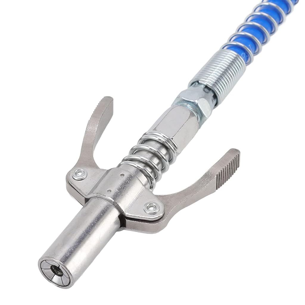 STHIRA® Grease Gun Coupler Strong Lock Release 12000 PSI Quick Metal Dual Handle Tip 30cm Hose Compatible with All 1/8 NPT Fitting 3PCS