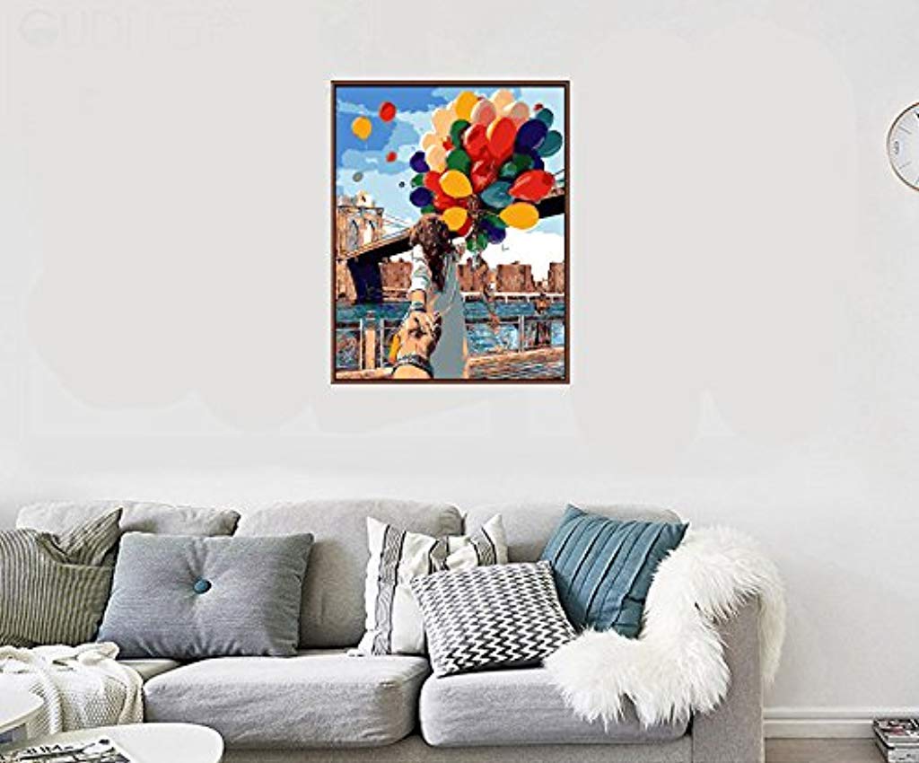Supvox Paint by Numbers for Adults and Kids DIY Oil Painting Gift Kits Pre-Printed Canvas Art Home Decoration(16x20inch) (Color 2)