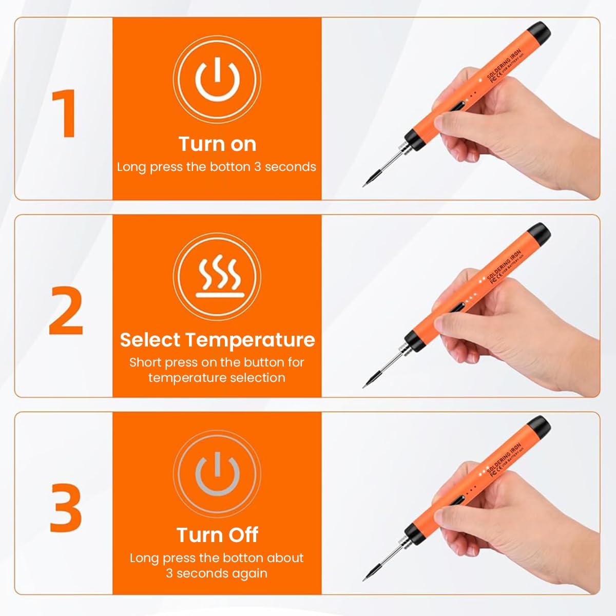 Serplex Cordless Soldering Iron Pen Kit 3 Adjustable Temperature Electric Soldering Iron Pen Set with Soldering Iron Stand, USB Cable & Storage Case Soldering Iron Pen for Electronics Repaired Usages