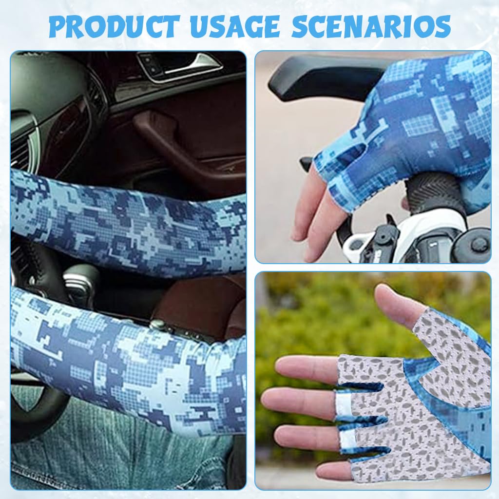 PALAY Arm Sleeves UV with Compression & Cooling Effect, UV Protection Gloved Arm Sleeves for Men & Women Cycling Ice Arm Sleeve Fingerless Sun Compressionm for Golf, Baseball, Basketball