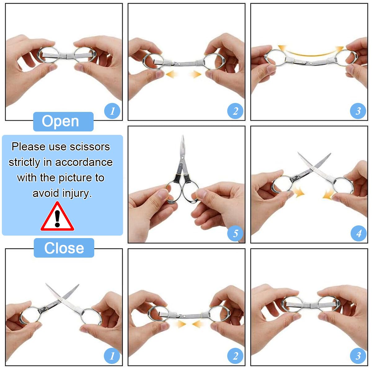 HASTHIP 2pcs Folding Scissors, Safe Portable Travel Mini Scissors, Stainless Steel Retractable Small Scissors for Home Office Outdoors
