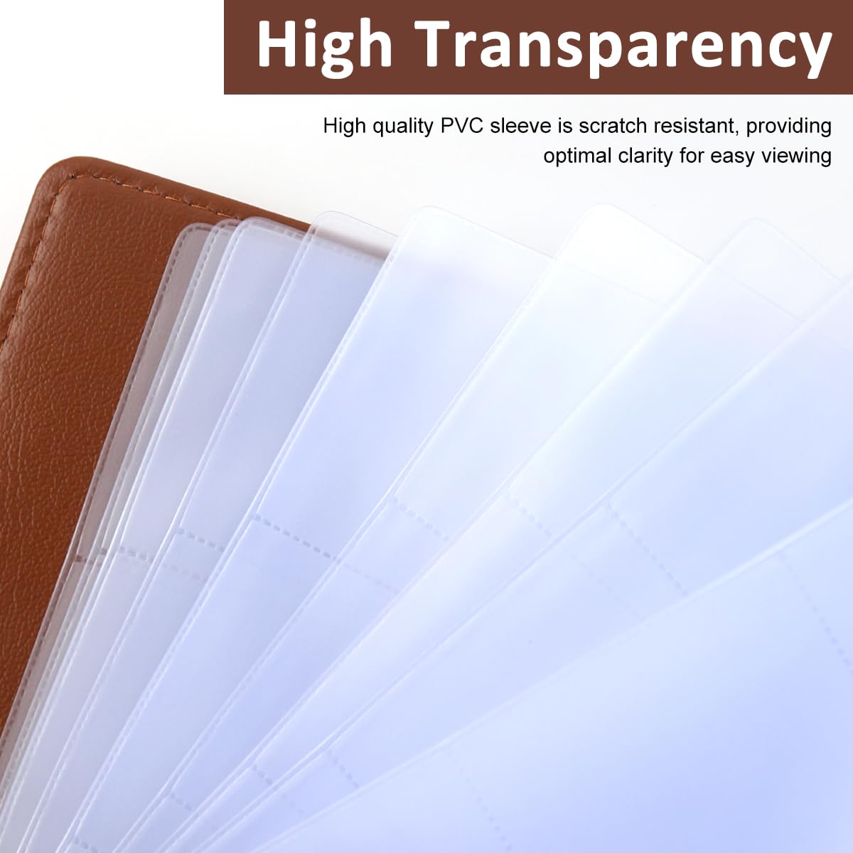 Climberty Business Cards Holder 150 Pockets PU Leather Cover Travel Business Cards Holder Fit for 3.5x2.3 in Cards, Semi-Transparent Pockets, Versatile for Credit and ID Cards