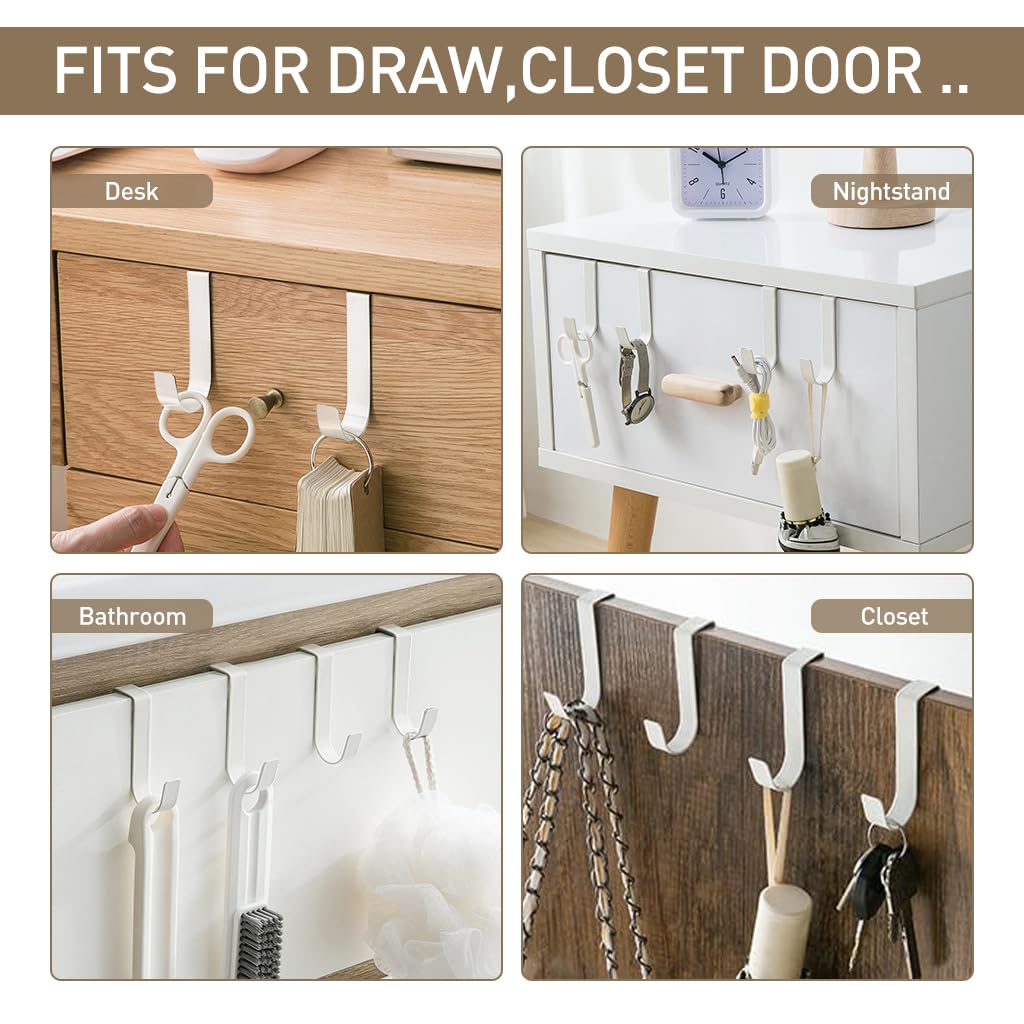 HASTHIP 5pcs Hooks for Door Back White Metal Over-the-door Hooks Cabinet Door Hooks Bag Hanging Hooks Multipurpose Over-the-door Hook for Entryway, Office, Cabinet, Kitchen, Bathroom