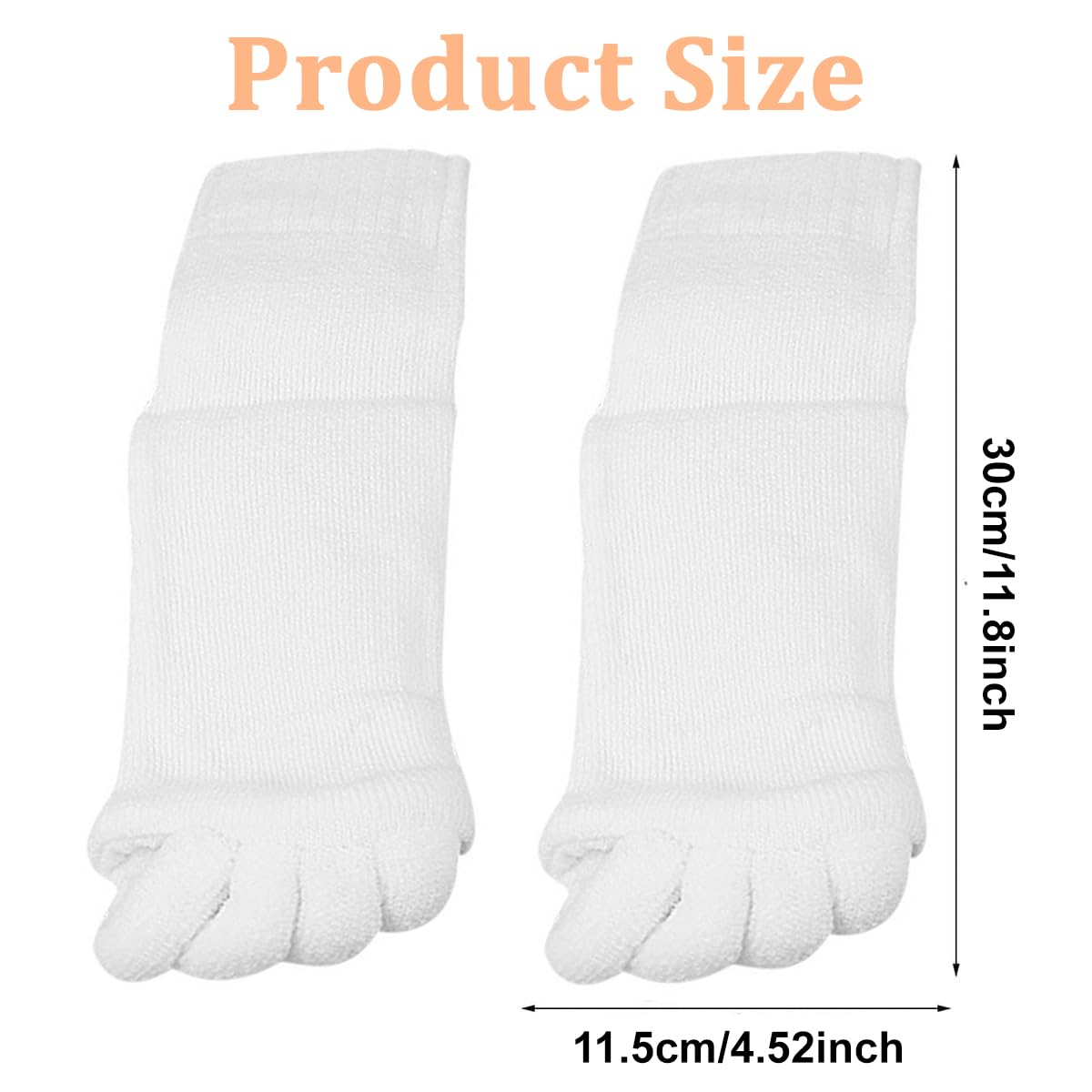 MAYCREATE 1 Pair Women Toe Separator Socks Yoga Sports GYM Foot Alignment Pain Massage Toeless Socks, Prevent Foot Cramps, White